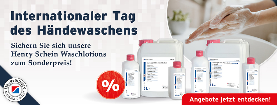 Internationaler Tag des Haendewaschens. Sichern Sie sich unsere Henry Schein Waschlotions zum Sonderpreis.
